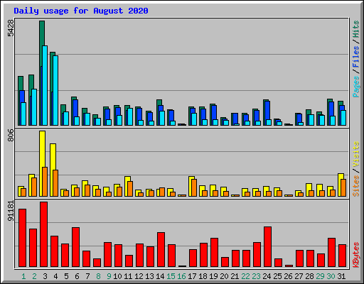 Daily usage for August 2020