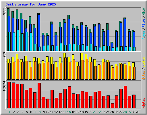 Daily usage for June 2025