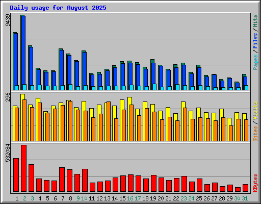 Daily usage for August 2025