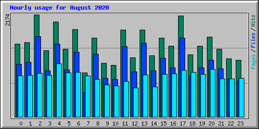 Hourly usage for August 2020